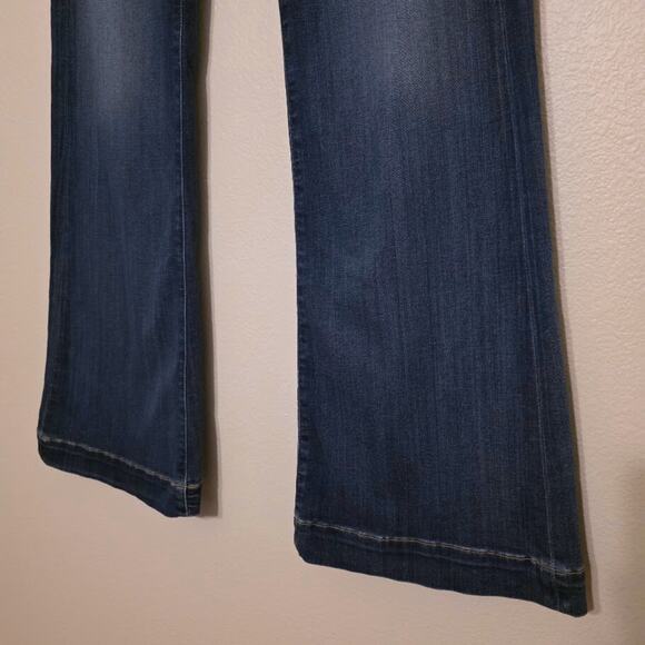 7 For All Mankind Dojo Tailorless Bootcut Wide Flare Leg Jeans Dark Wash 28 - Picture 3 of 10